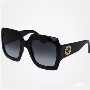 NWOT Gucci GG0053S Black/ Grey Lens Square Oversized Sunglasses